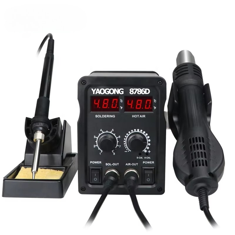 Smd Rework Station Hot Air Soldering 2 In 1 - สถานีบัดกรีลมร้อนดิจิตอล YAOGONG 8786D 2 in 1