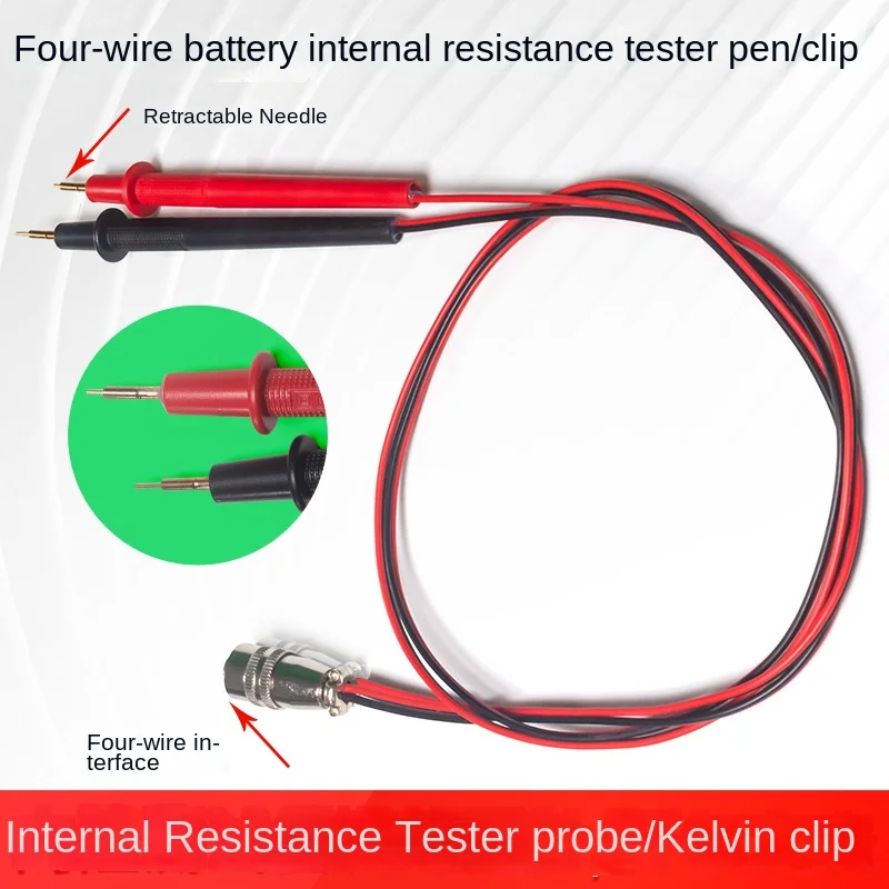 Battery Internal Resistance Tester Four Wire - เครื่องทดสอบความต้านทานภายในของแบตเตอรี่แบบสี่สายที่เพิ่มขึ้นปากกาวัดโพรบทดสอบที่ยืดออกได้คลิปเคลวิน