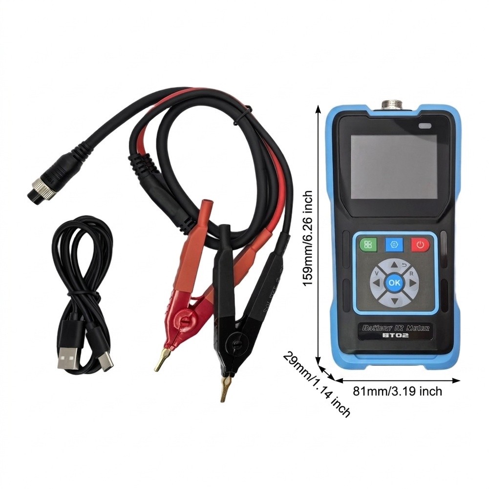 Battery Internal Resistance Tester Four Wire - BT02 เครื่องวัดความต้านทานภายในแบตเตอรี่แบบสี่สาย 0-100V 0-200 โอห์ม ความแม่นยำ