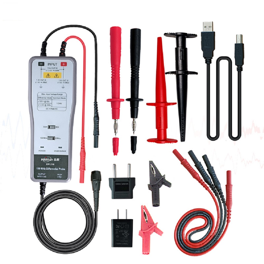 High Voltage Differential Probe 100Mhz 1300V - หัววัดดิฟเฟอเรนเชียลแรงดันสูง PINTECH DP-210 1300V, 100MHz, อัตราการลดทอนสัญญาณ