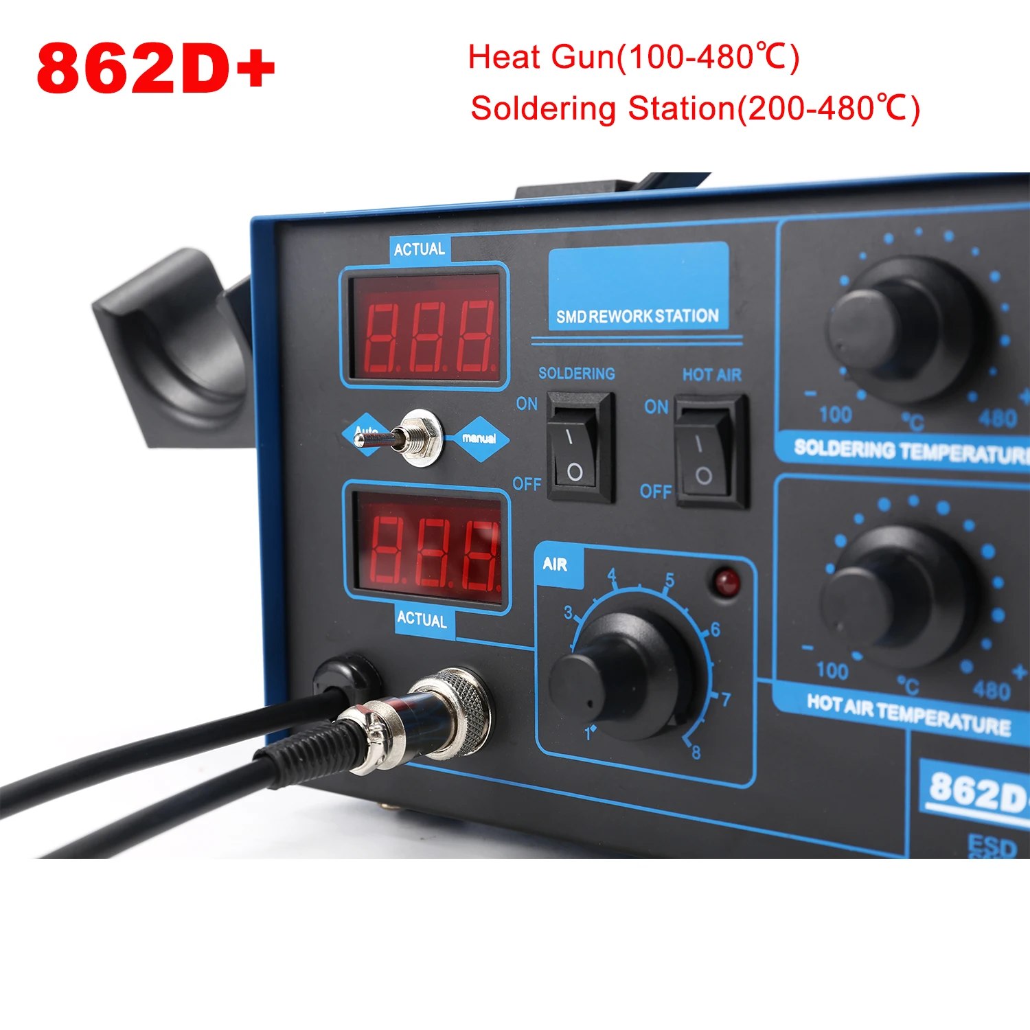 Smd Rework Station Hot Air Soldering 2 In 1 - สถานีบัดกรี 862D+ 2 in 1 สถานีรีเวิร์ค