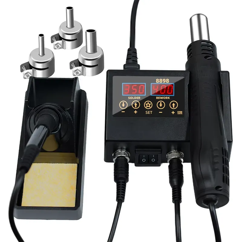 หัวแร้งลมร้อน LED ดิจิตอล 60W  - Smd Rework Station Hot Air Soldering 2 In 1 บทวิจารณ์และราคา