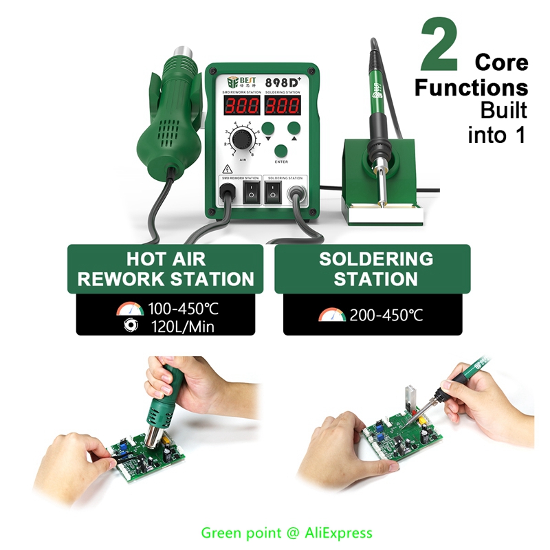 BST-898D + จอแสดงผล LED 2 In 1 - Smd Rework Station Hot Air Soldering 2 In 1 บทวิจารณ์และราคา