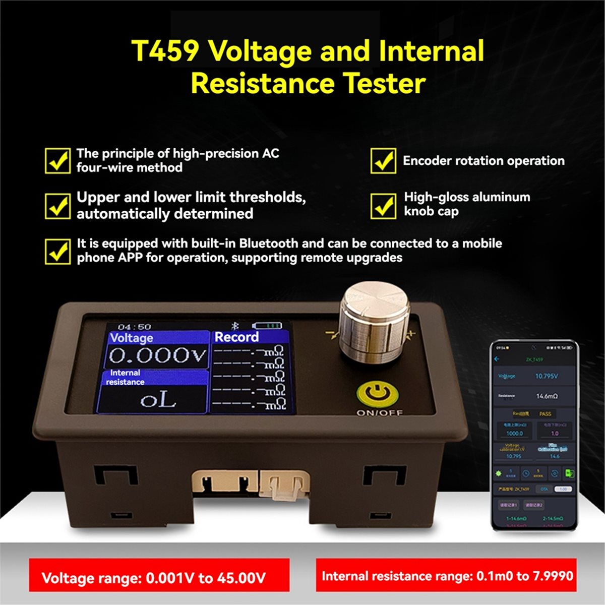 AS62 T459 DC 5V เครื่องทดสอบคว - Battery Internal Resistance Tester Four Wire บทวิจารณ์และราคา