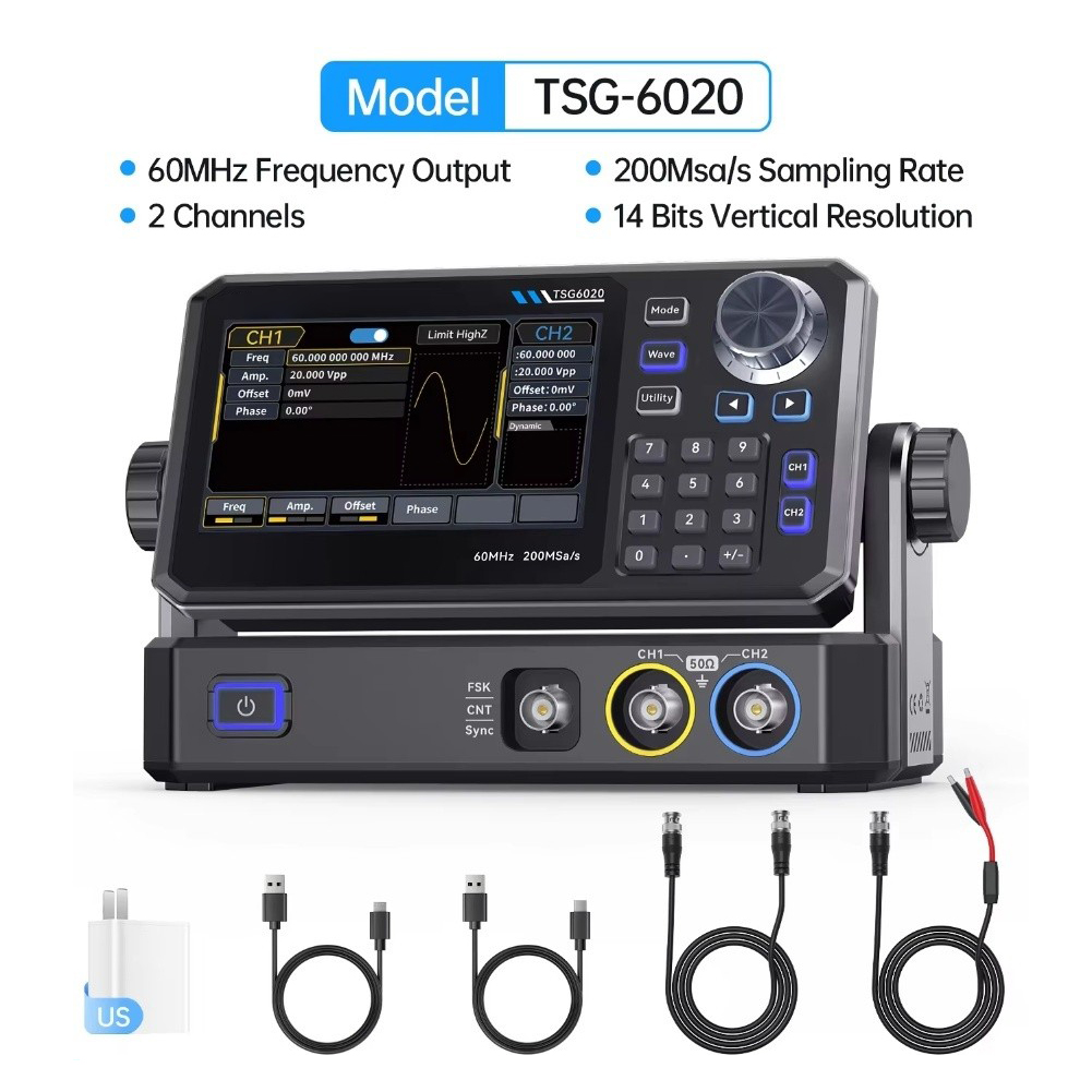 TSG6020 เครื่องกำเนิดสัญญาณฟัง - Dual Channel Arbitrary Waveform Function Generator 60Mhz บทวิจารณ์และราคา