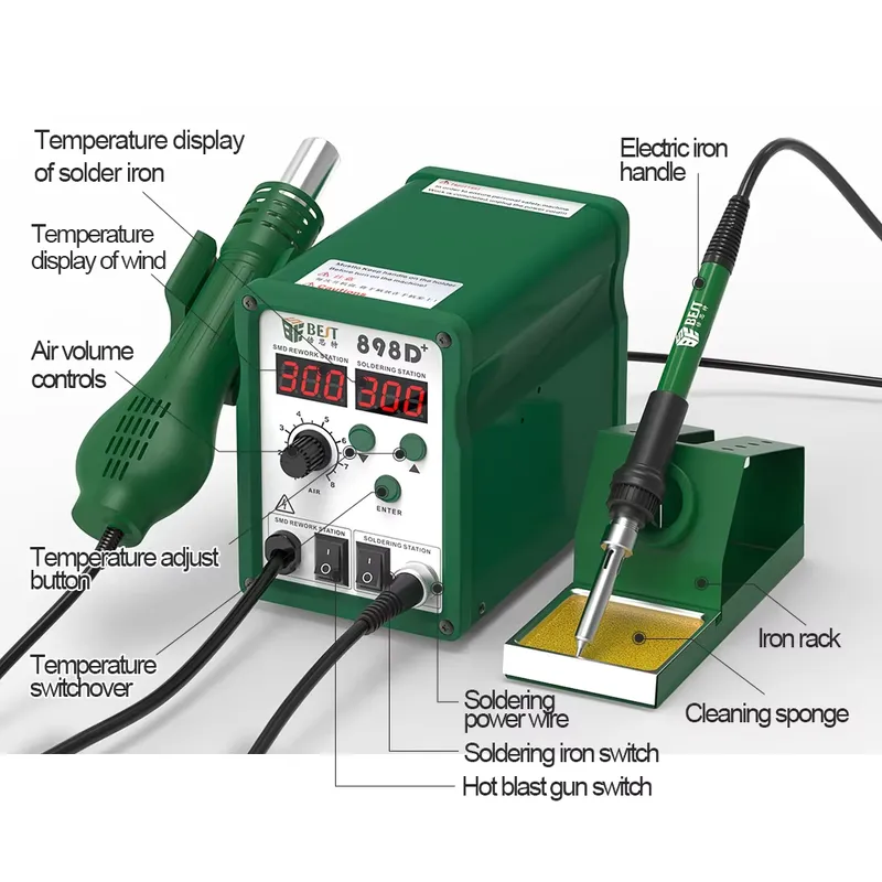 สถานีบัดกรีดิจิตอล BST-898d+ ร - Smd Rework Station Hot Air Soldering 2 In 1 บทวิจารณ์และราคา